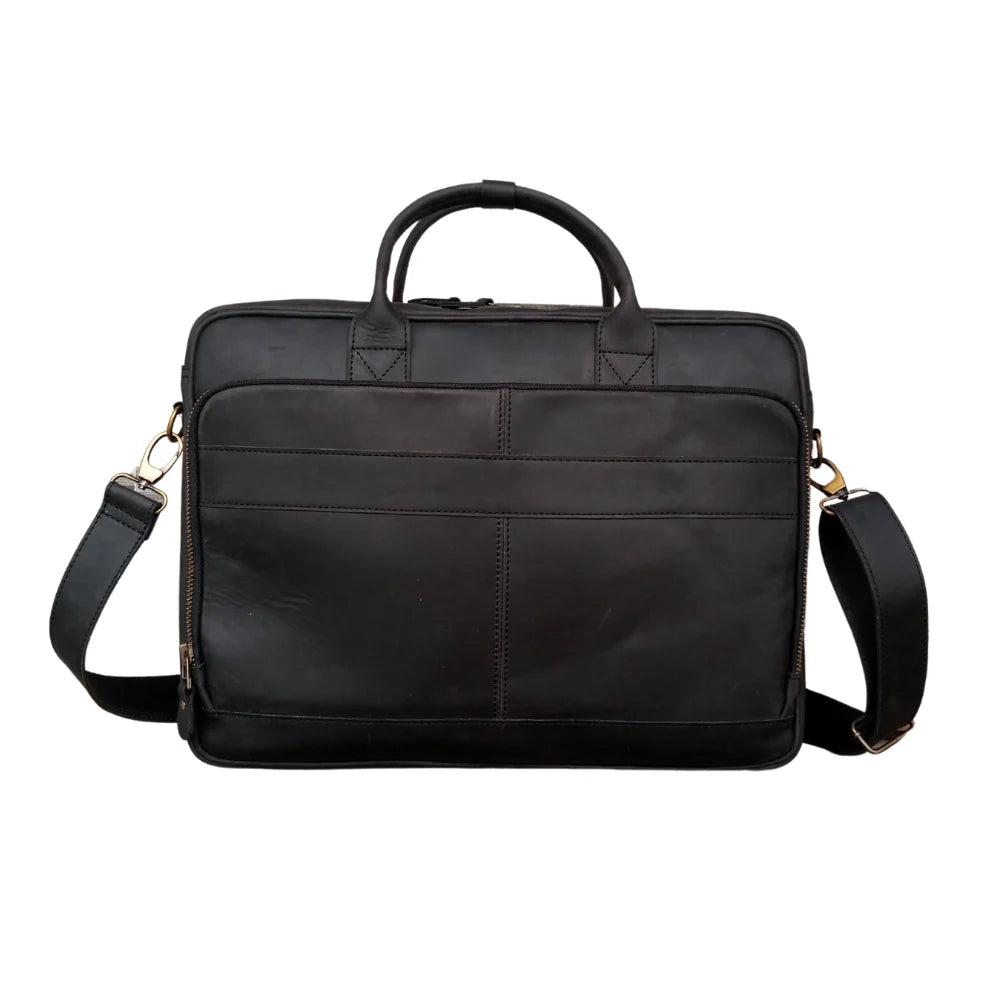 Black Leather Briefcase Laptop Bag, 15 & 16 Inches Laptop Bag.