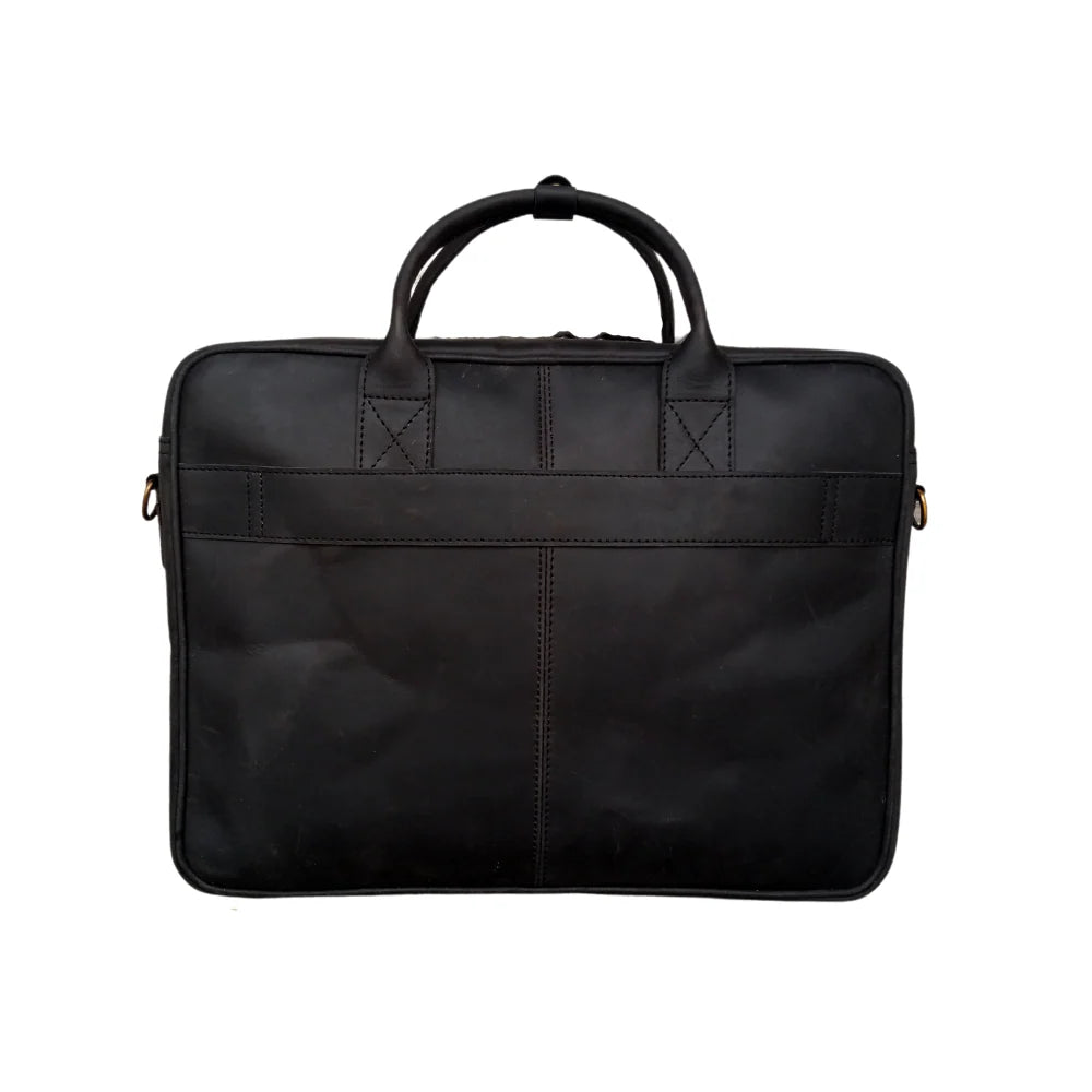 Black Leather Briefcase Laptop Bag, 15 & 16 Inches Laptop Bag.