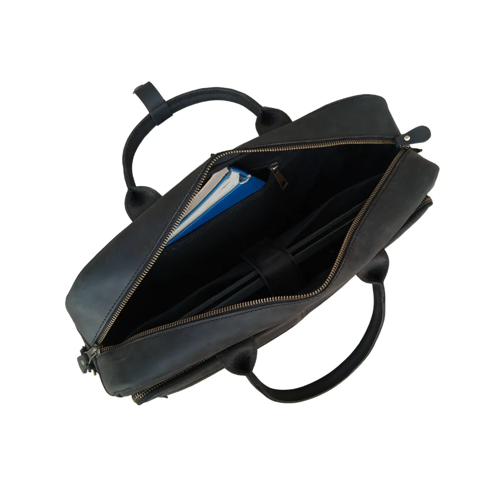 Black Leather Briefcase Laptop Bag, 15 & 16 Inches Laptop Bag.