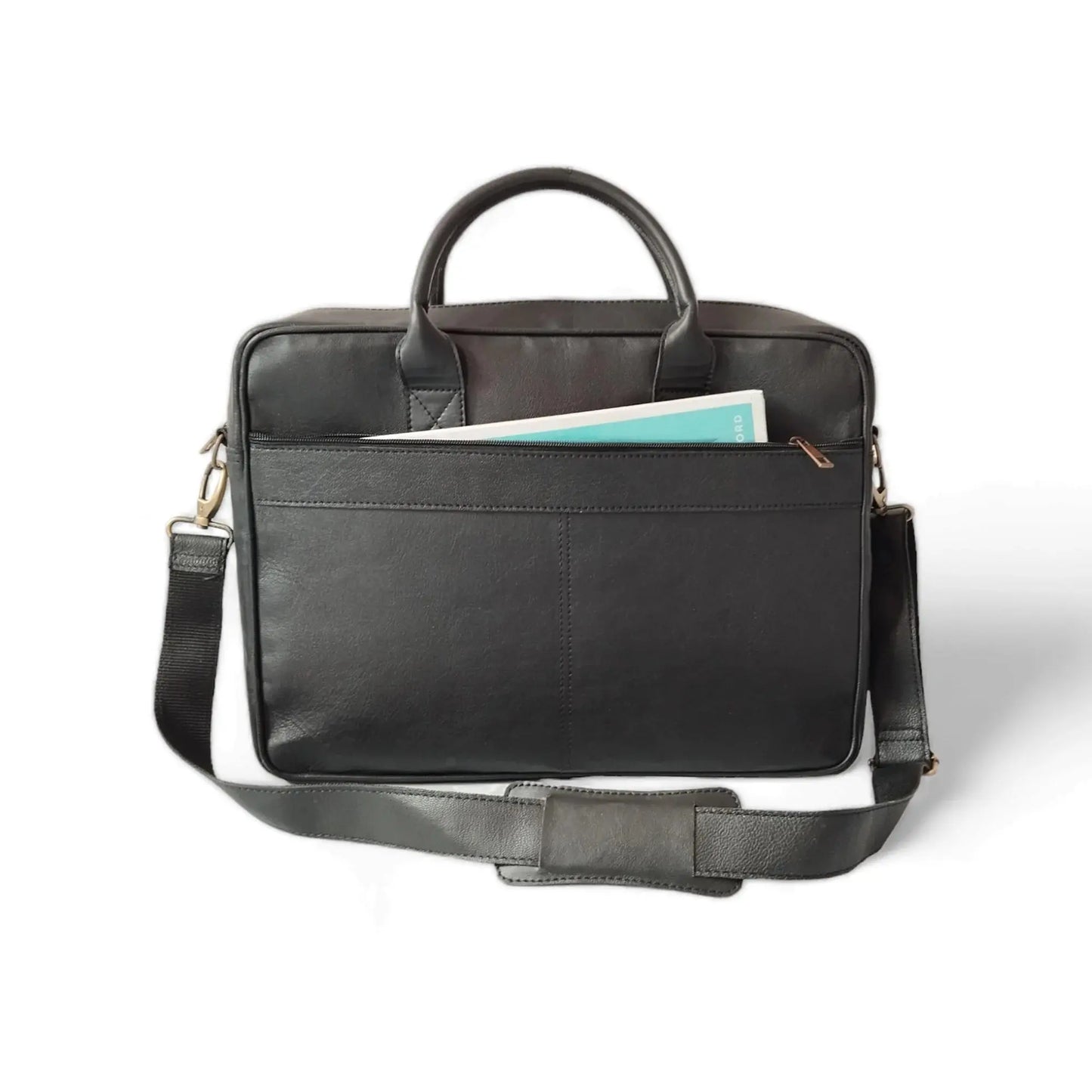 Black Leather Laptop Bag for Men.