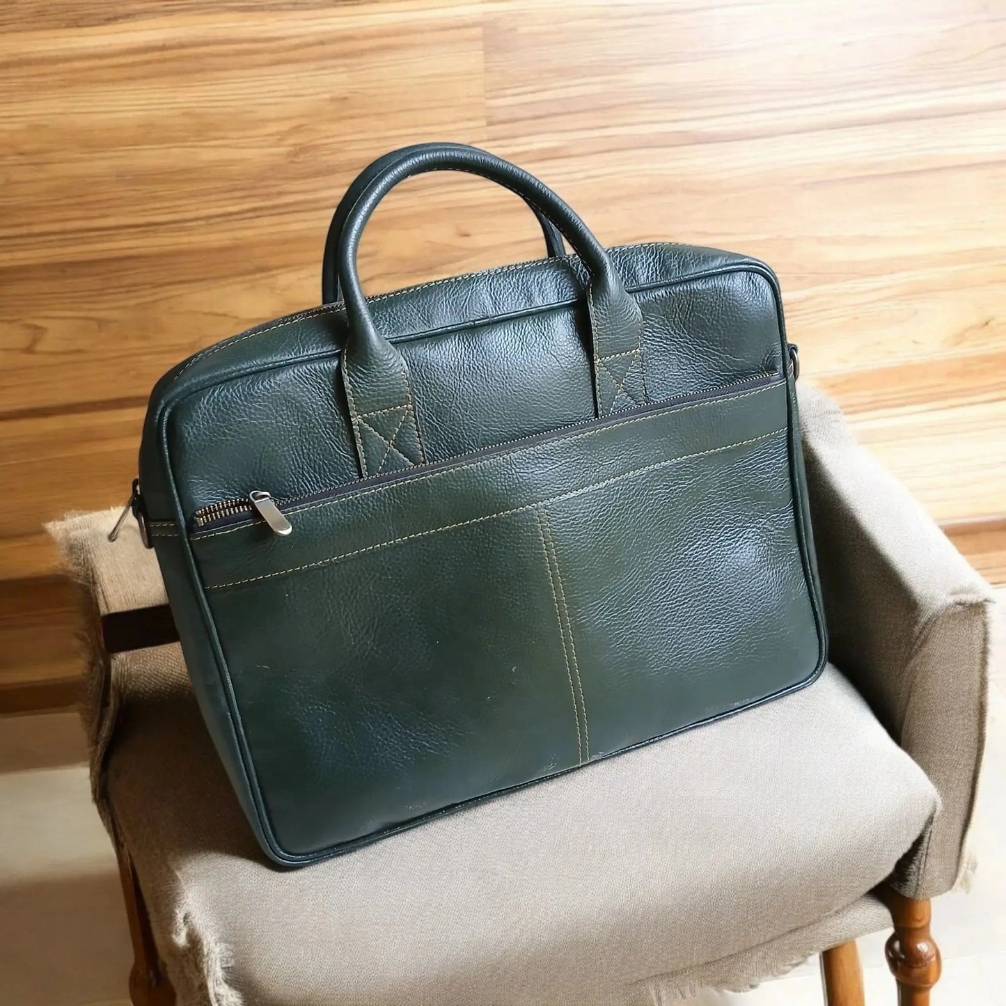 Green Leather Laptop Bag.