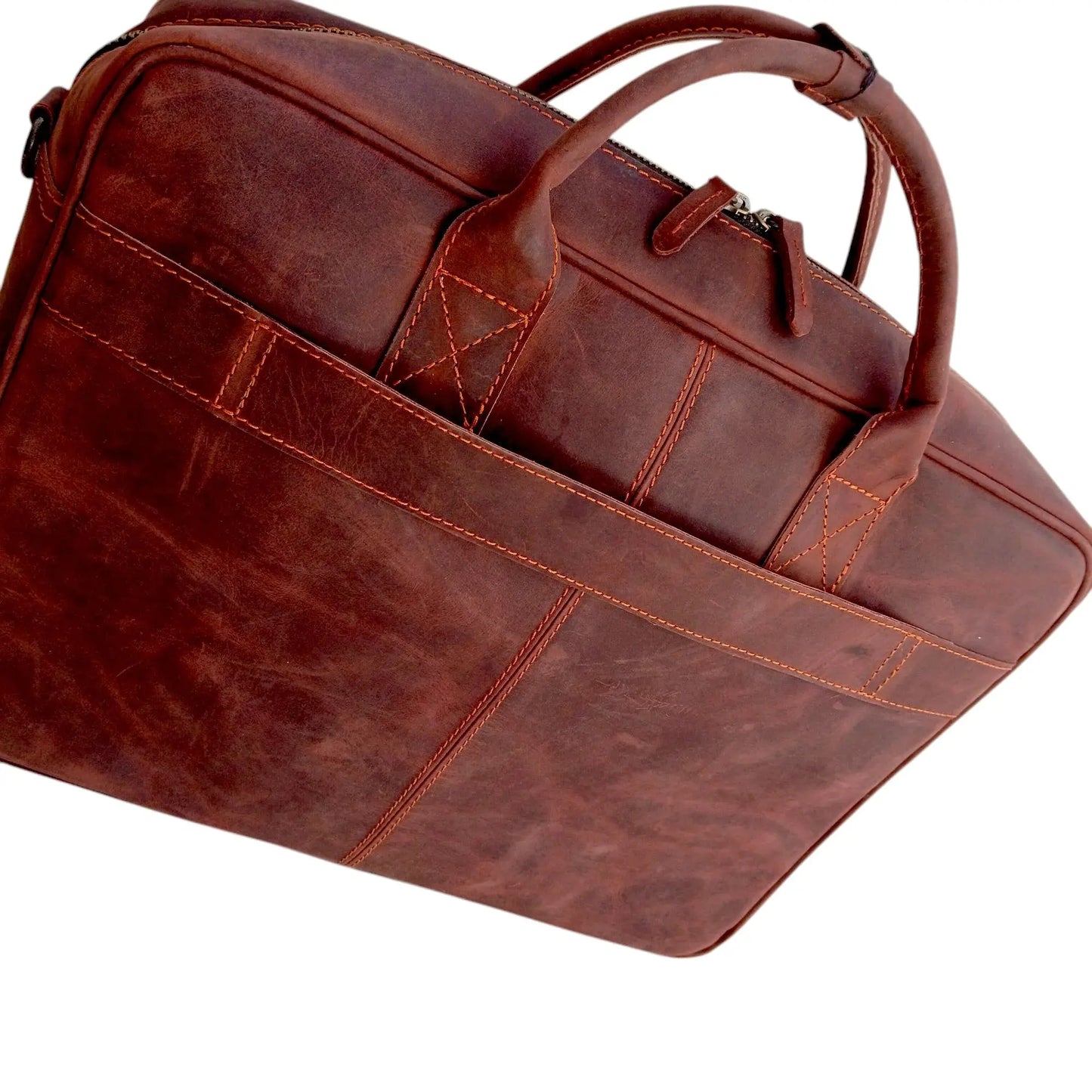 15.6 / 16 inches Reddish Brown Leather Business Laptop Bag.