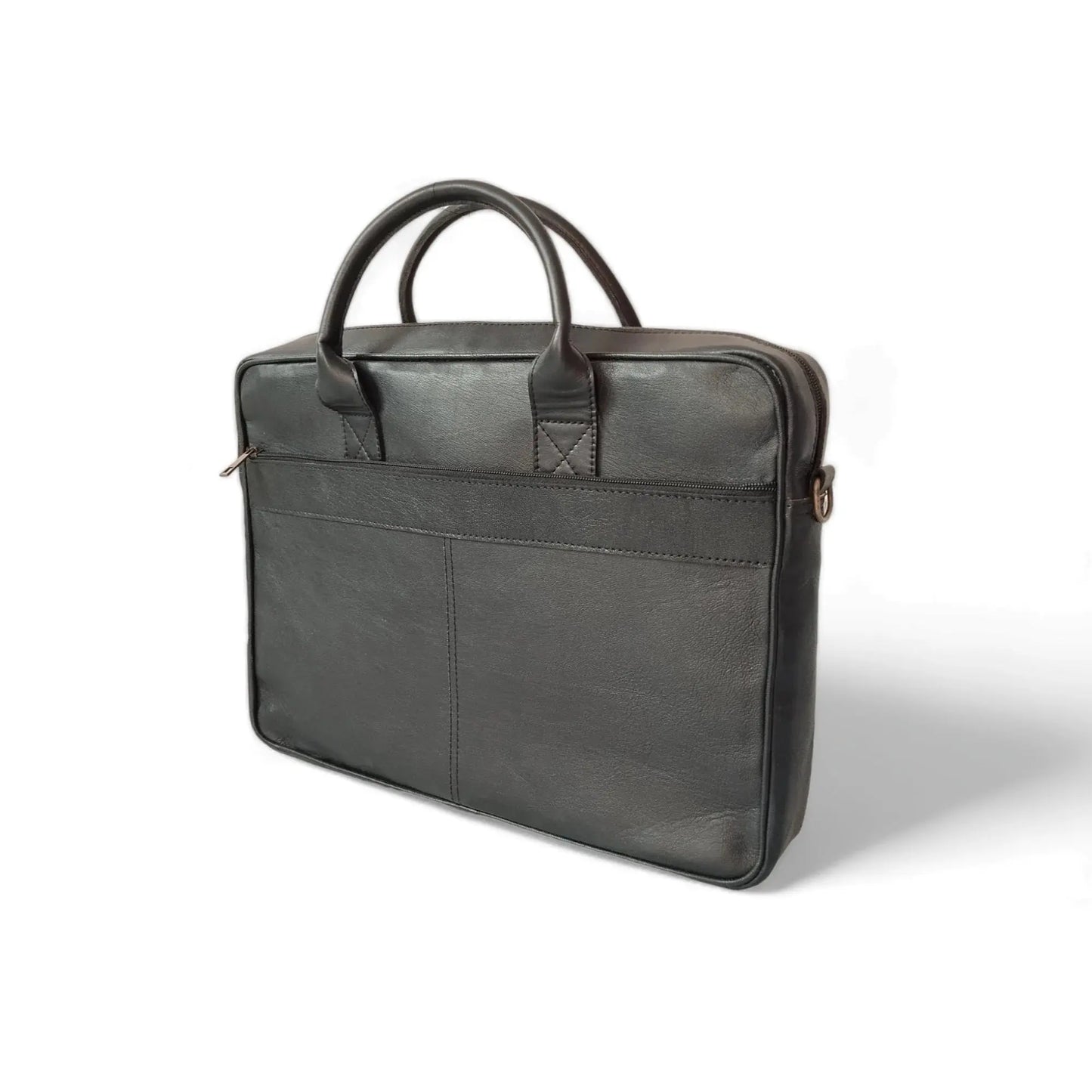 Black Leather Laptop Bag for Men.