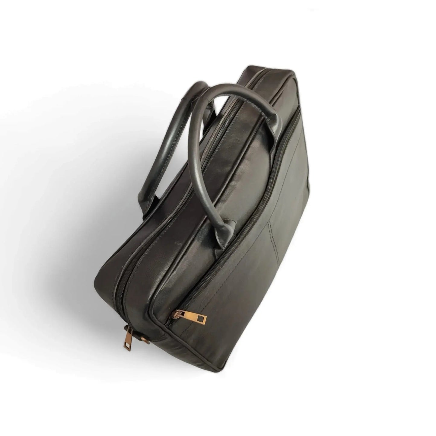 Black Leather Laptop Bag for Men.