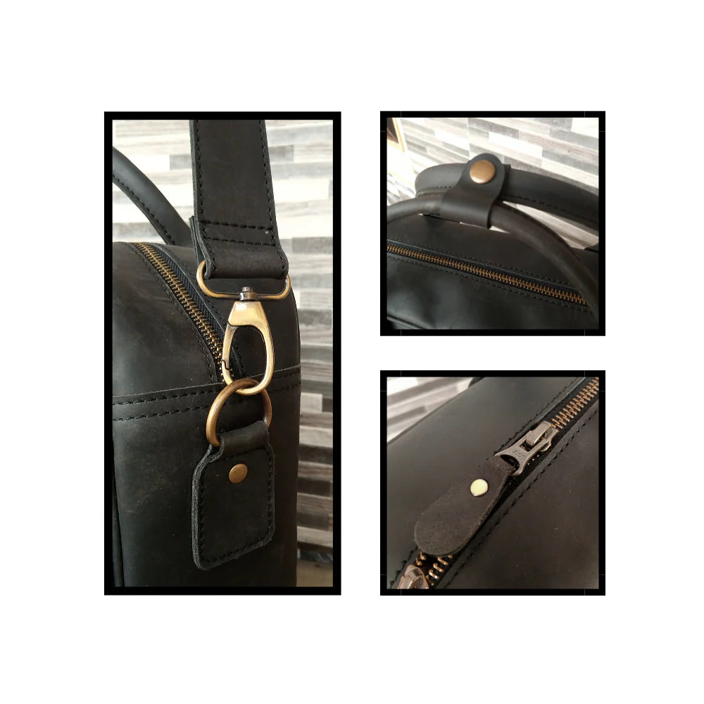Black Leather Briefcase Laptop Bag, 15 & 16 Inches Laptop Bag.