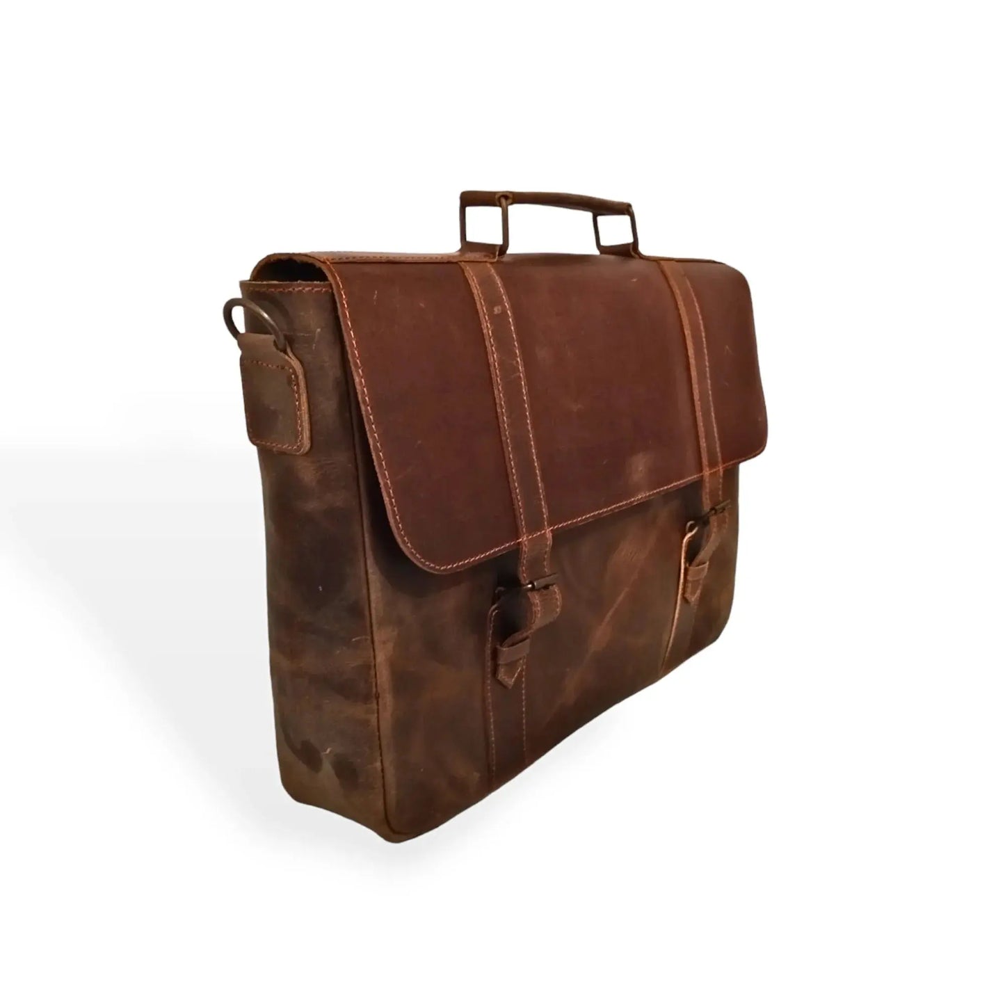 Brown Leather Laptop Bag - 15.6 Inch Messenger Bag.