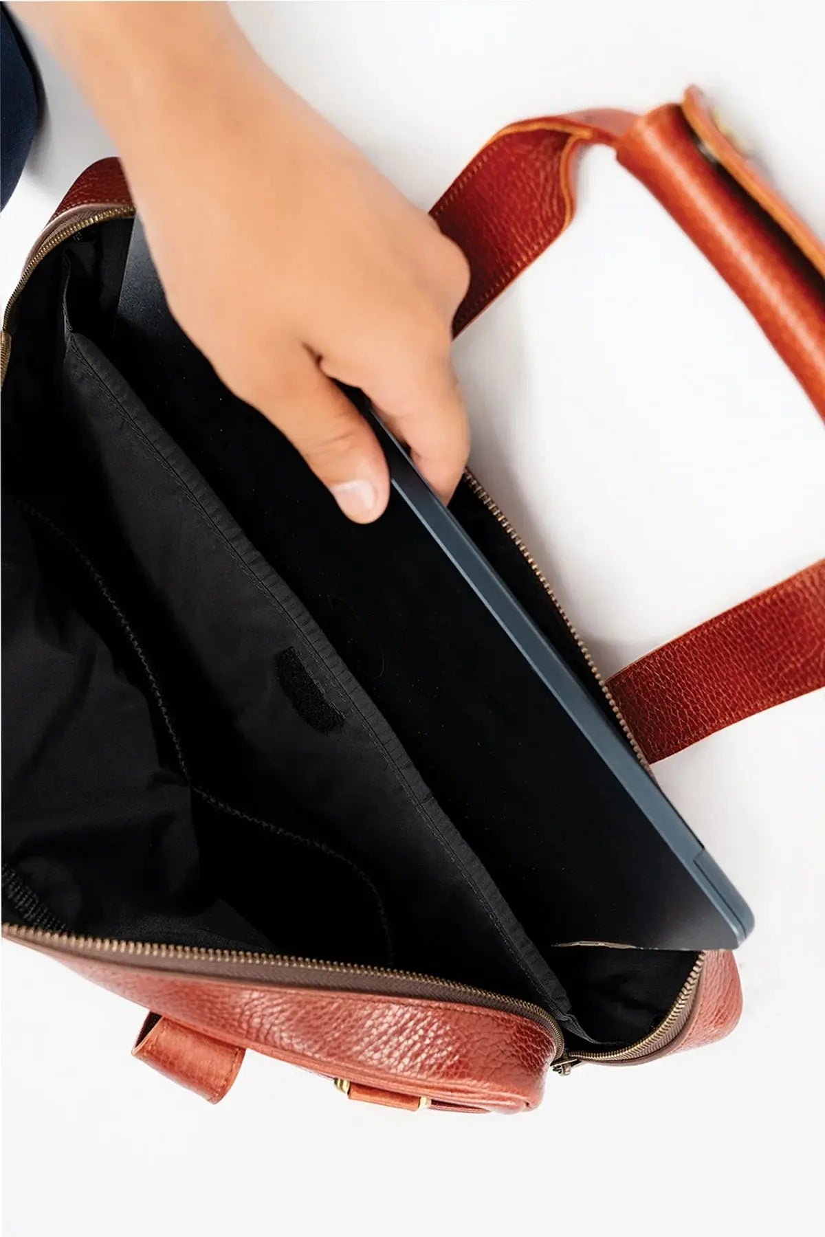 Premium Leather Laptop Bag – 14-Inch, Soft & Sleek Design, Multiple Compartments.