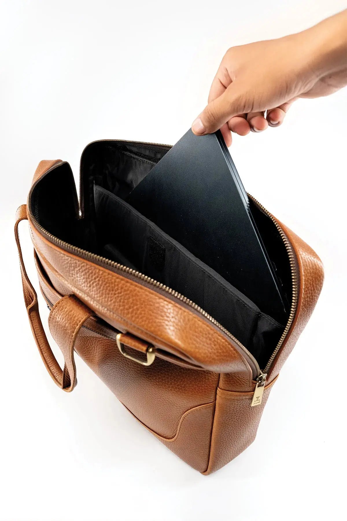 Premium Leather Laptop Bag – 14-Inch, Soft & Sleek Design, Multiple Compartments.