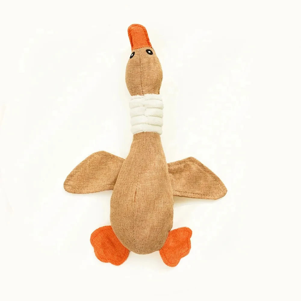 Pet Goose Squeaky Toy, Bite-Resistant Teeth Grinding and Cleaning Toy for Dogs and Cats, Interactive Plush Pet Toy