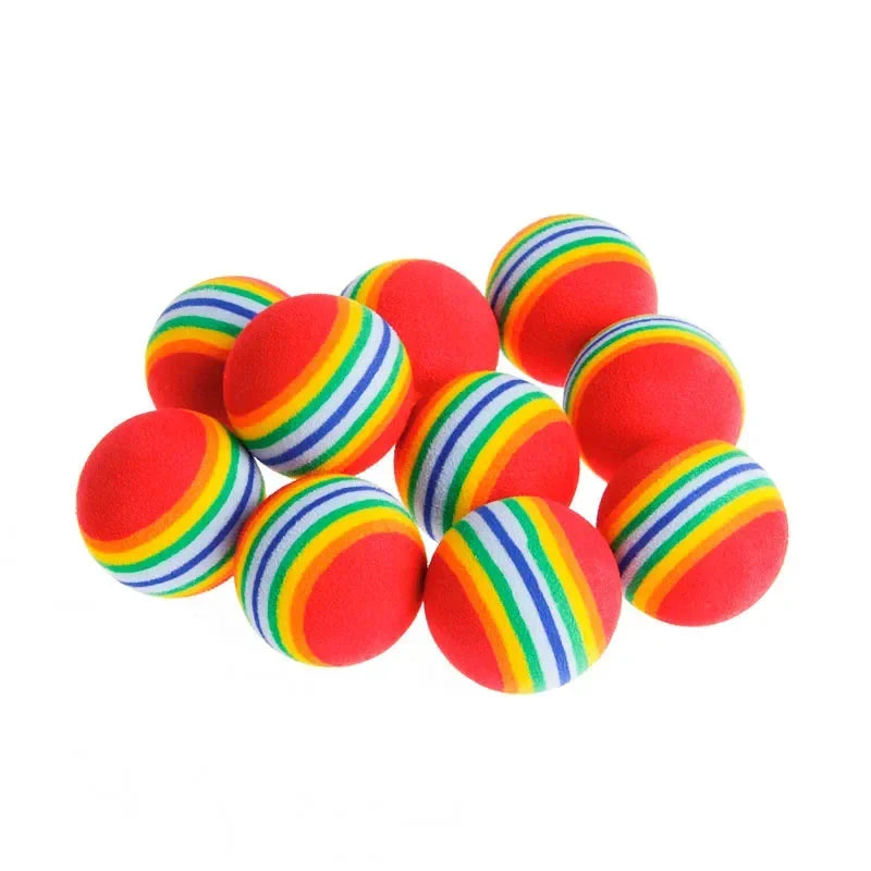 Rainbow Cat Toy Balls, Rattle Chewing Scratch Balls for Cats and Small Dogs, Interactive Training Play Balls Pet Toys (5PCS/10PCS)