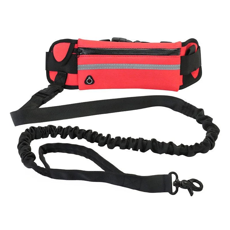 Hands Free Dog Leash for Running and Walking, Reflective Retractable Elastic Belt with Waist Bag, Adjustable Dog Traction Rope Pet Lead
