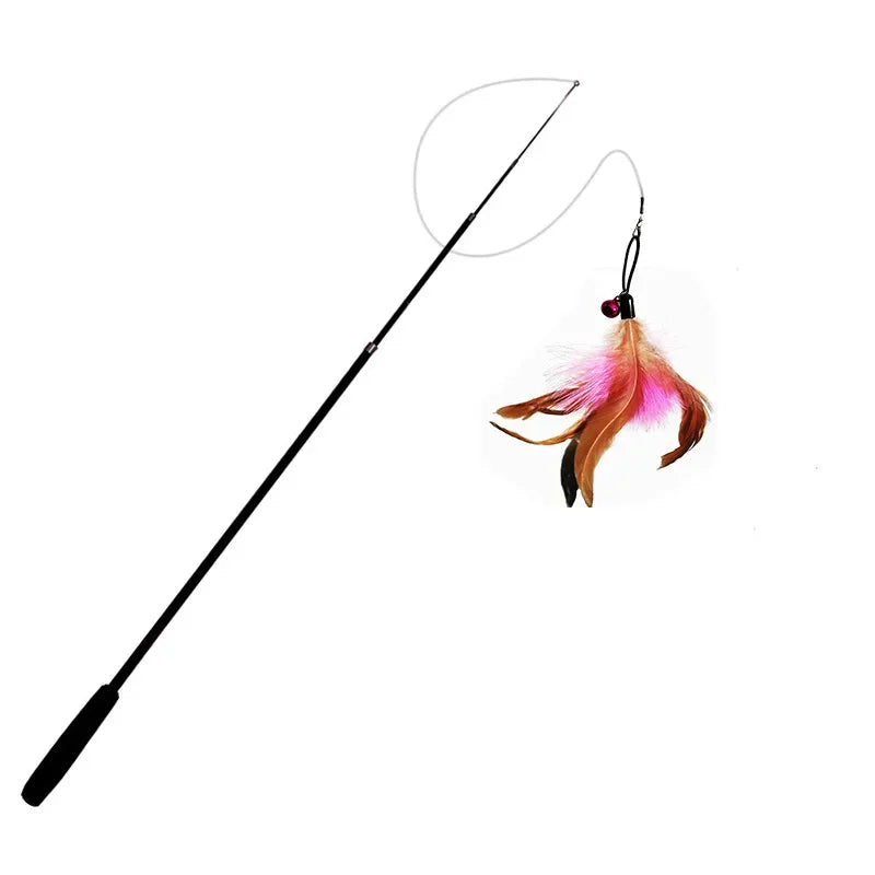 Long Cat Toy – 1.8m Telescopic Fishing Rod with Feather, Scratch-Resistant Interactive Cat Toy for Active Cats