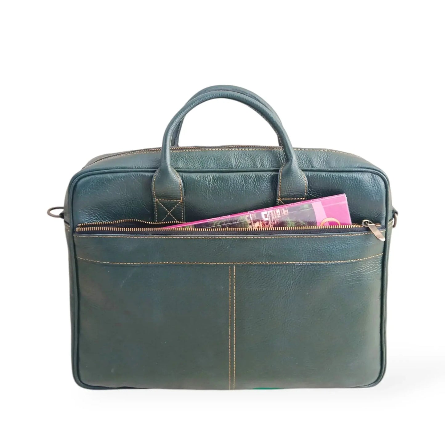 Green Leather Laptop Bag.