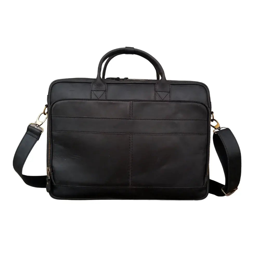 Black Leather Briefcase Laptop Bag, 15 & 16 Inches Laptop Bag.