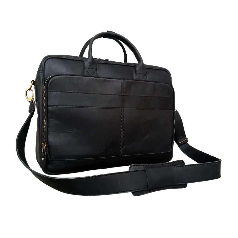 Black Leather Briefcase Laptop Bag, 15 & 16 Inches Laptop Bag.