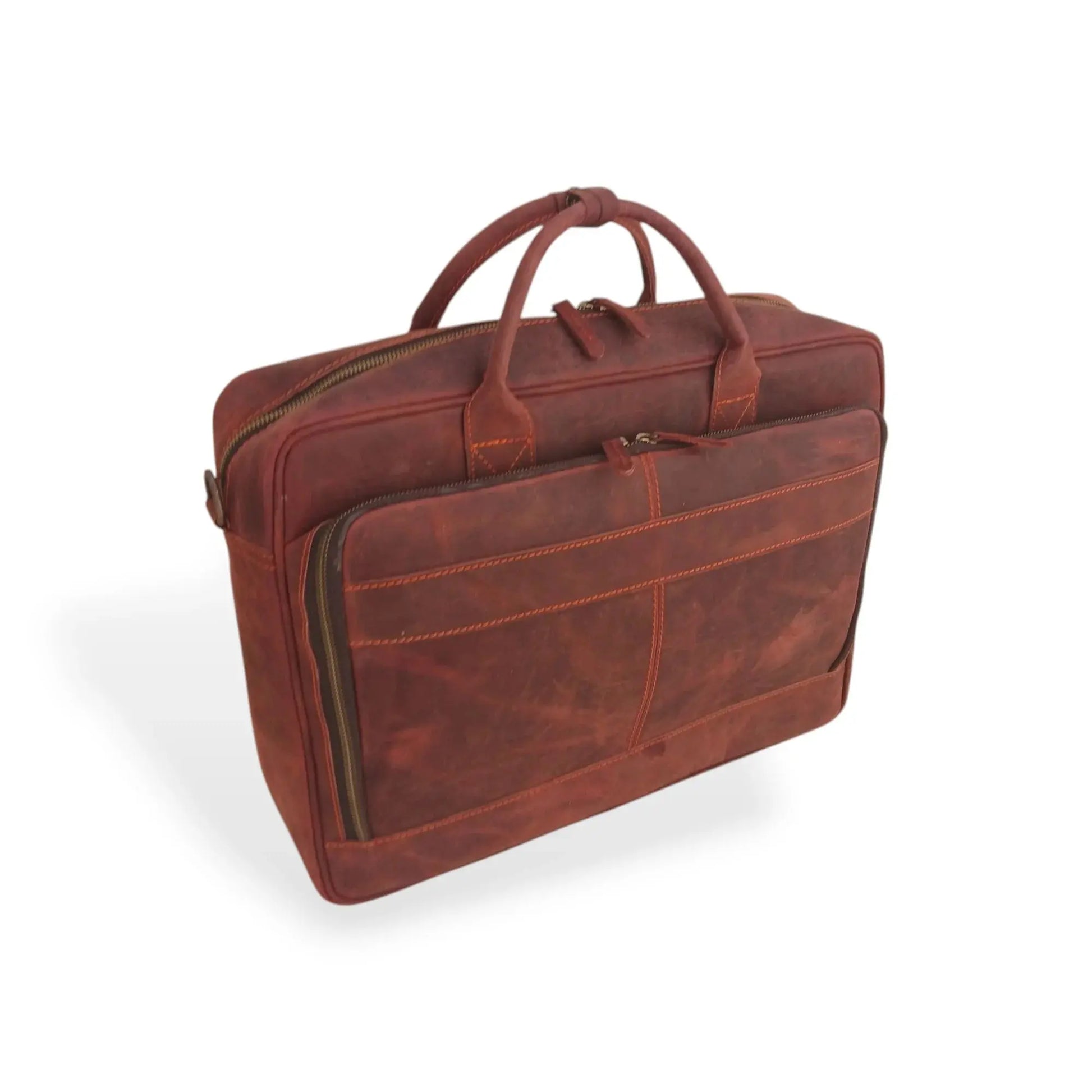 15.6 / 16 inches Reddish Brown Leather Business Laptop Bag.