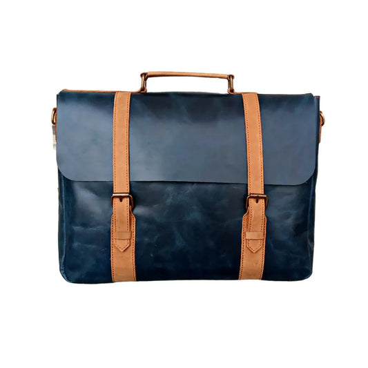 Navy Classic Messenger Bag 15 inch Laptop.