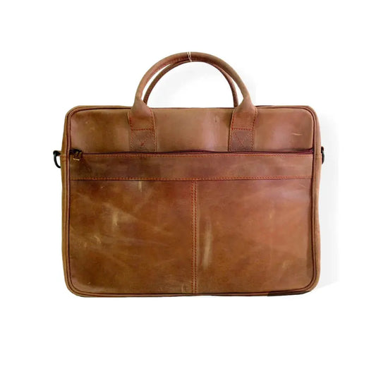 Tan Leather Laptop Bag for Men.