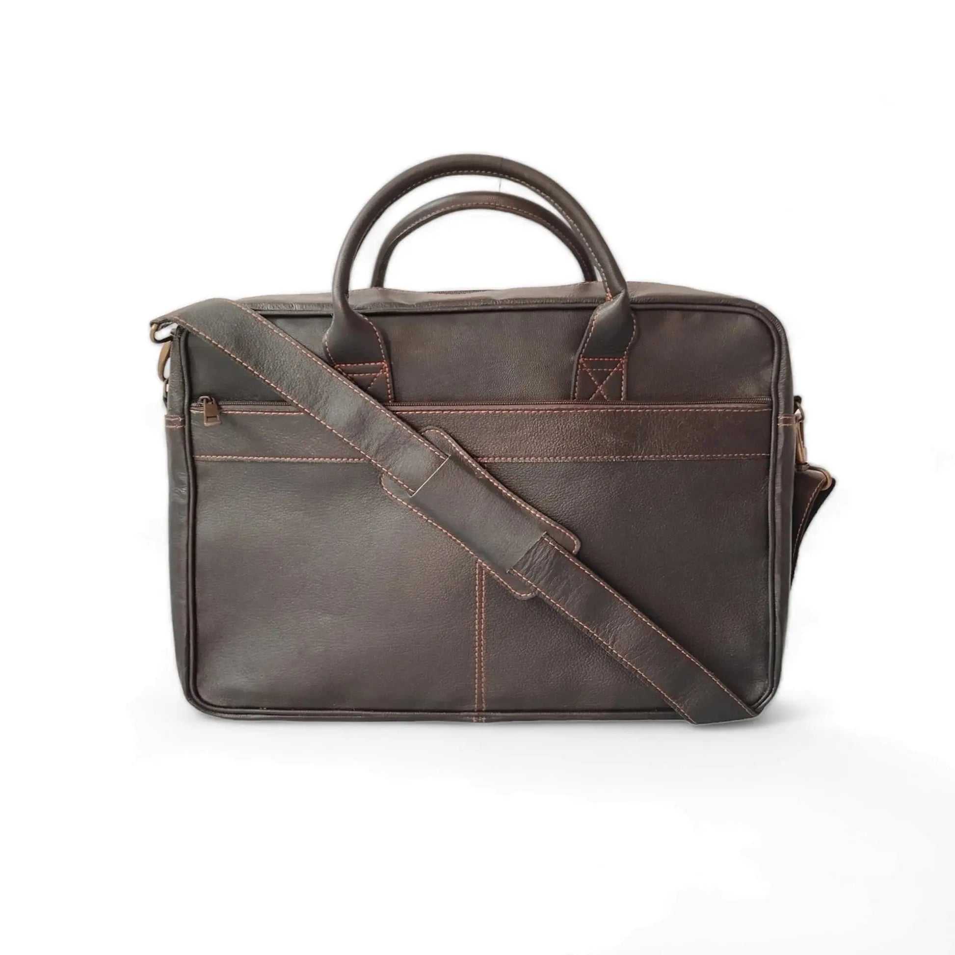 Coffee Brown Men's Leather Laptop Bag.