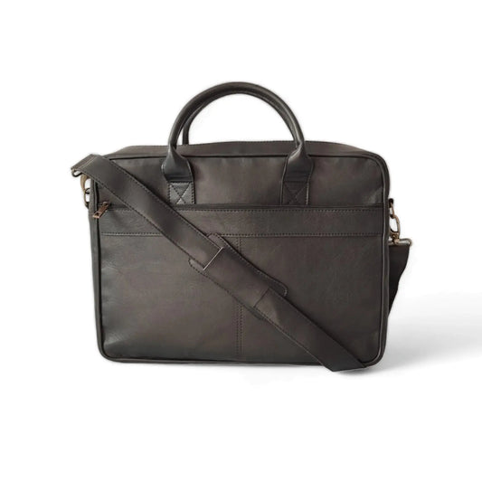 Black Leather Laptop Bag for Men.