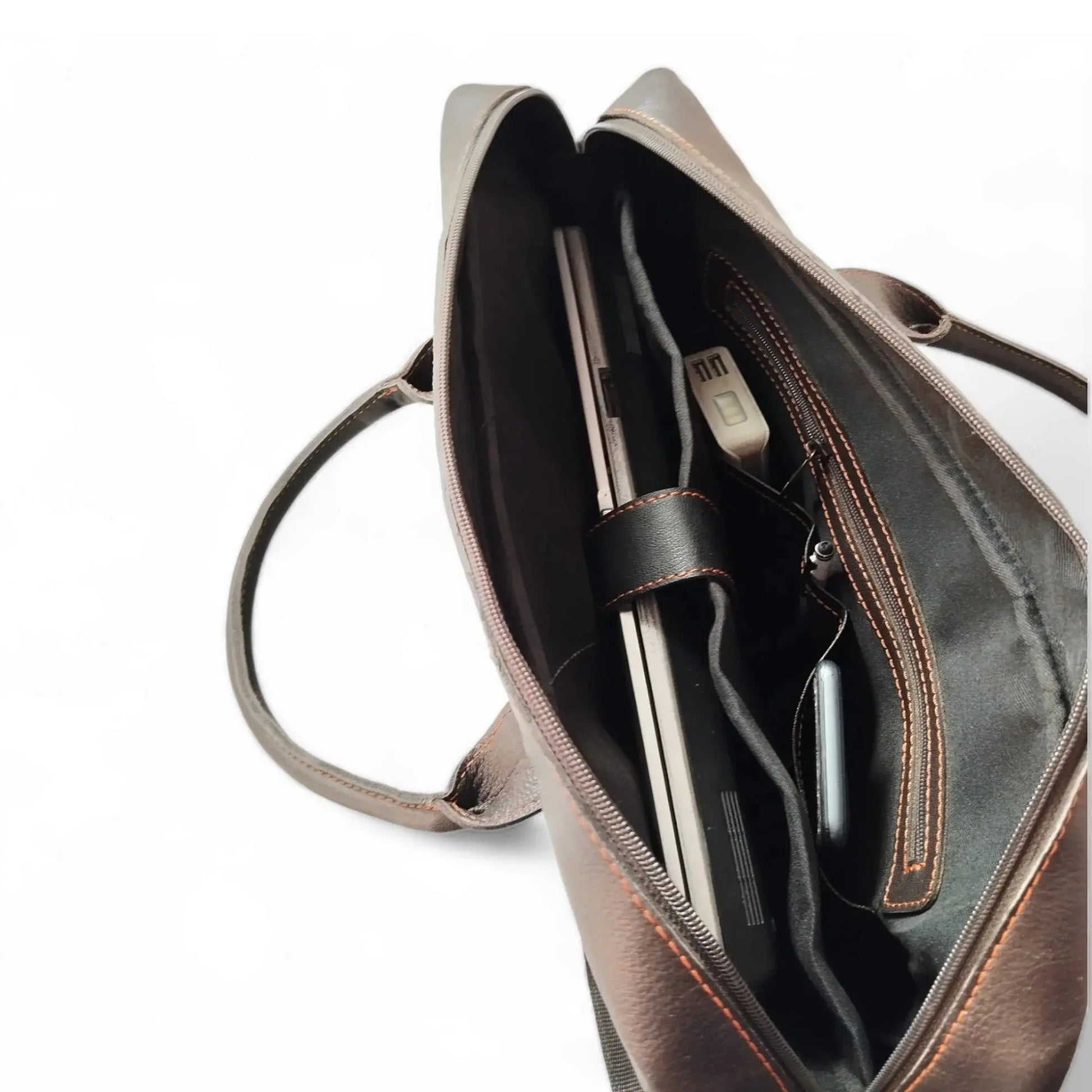 Coffee Brown Men's Leather Laptop Bag.