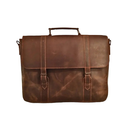 Brown Leather Laptop Bag - 15.6 Inch Messenger Bag.