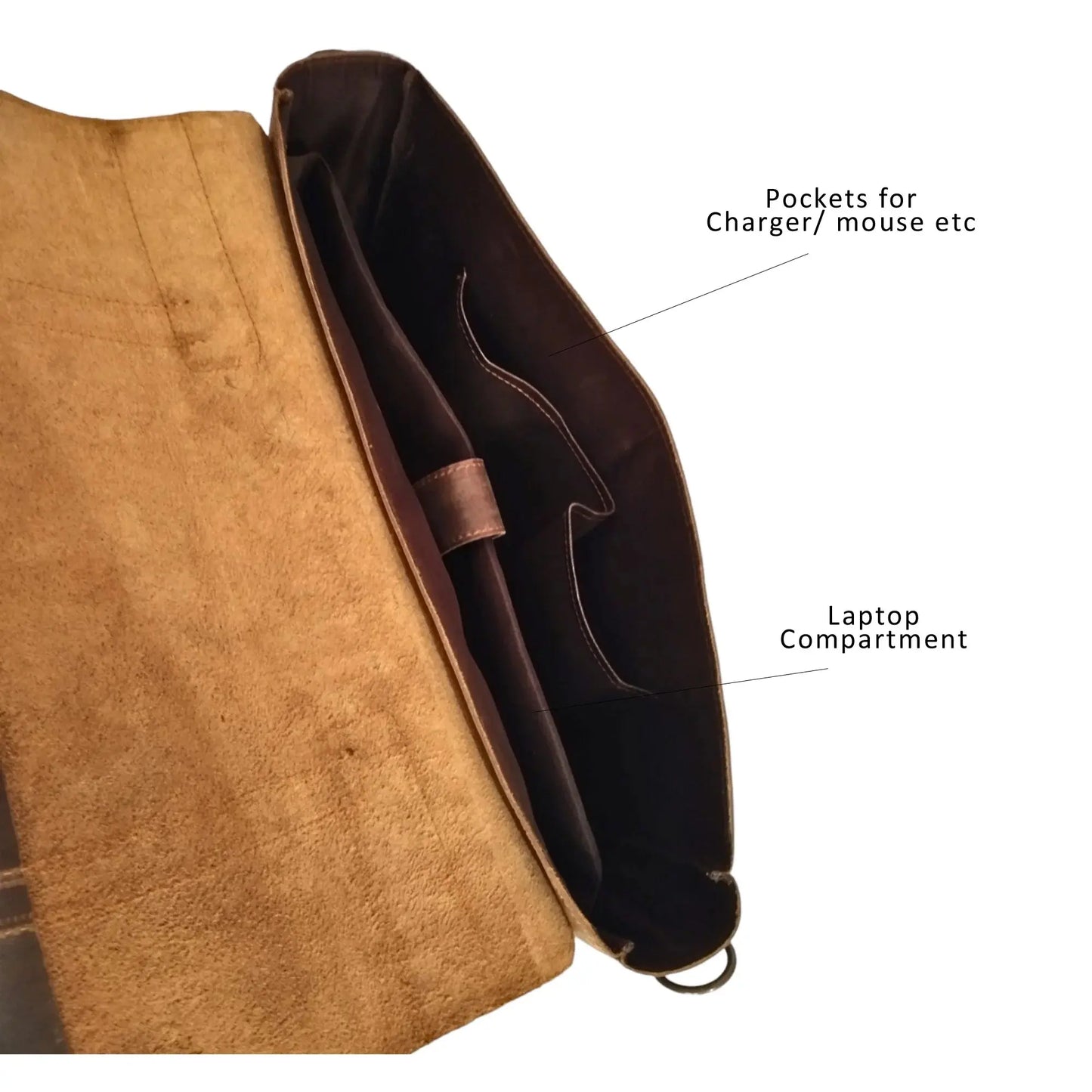 Brown Leather Laptop Bag - 15.6 Inch Messenger Bag.