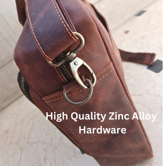 15.6 / 16 inches Reddish Brown Leather Business Laptop Bag.