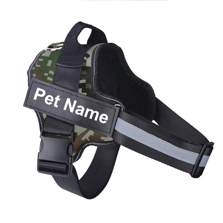 No-Pull Dog Harness Vest, Reflective Breathable Adjustable Pet Harness with Custom ID Patch for Outdoor Walking