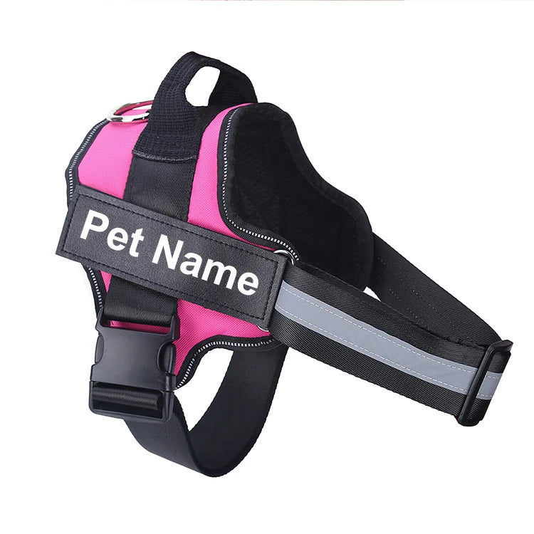 No-Pull Dog Harness Vest, Reflective Breathable Adjustable Pet Harness with Custom ID Patch for Outdoor Walking