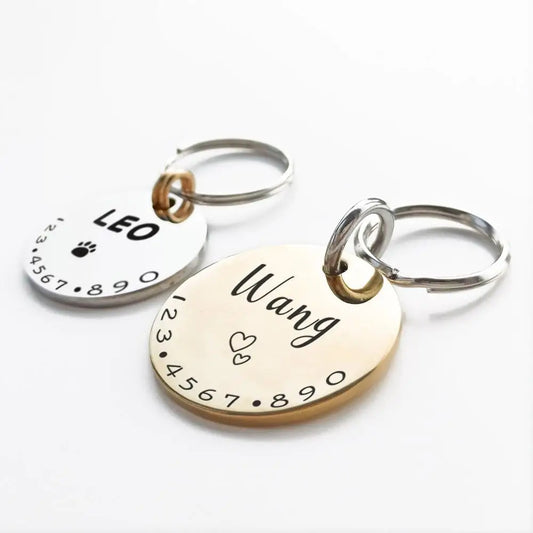 Personalized Pet ID Tag for Dogs and Cats, Custom Engraved Collar Name Tag Charm, Metal Pet Identification Accessories