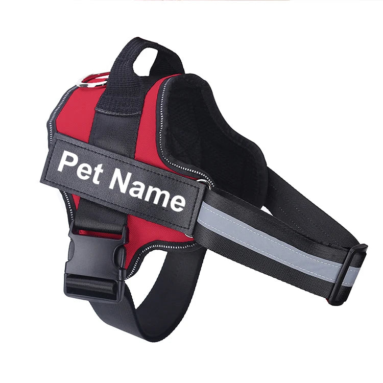 No-Pull Dog Harness Vest, Reflective Breathable Adjustable Pet Harness with Custom ID Patch for Outdoor Walking