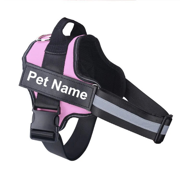 No-Pull Dog Harness Vest, Reflective Breathable Adjustable Pet Harness with Custom ID Patch for Outdoor Walking