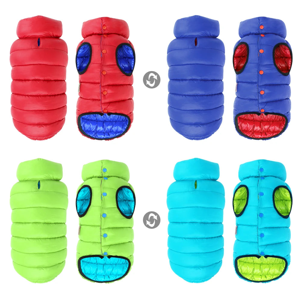 Reversible Warm Winter Dog Jacket Vest, Waterproof Thick 3-Layer Coat for Small to Large Dogs