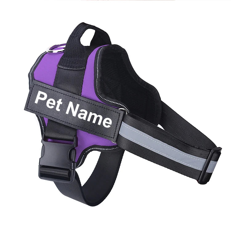 No-Pull Dog Harness Vest, Reflective Breathable Adjustable Pet Harness with Custom ID Patch for Outdoor Walking
