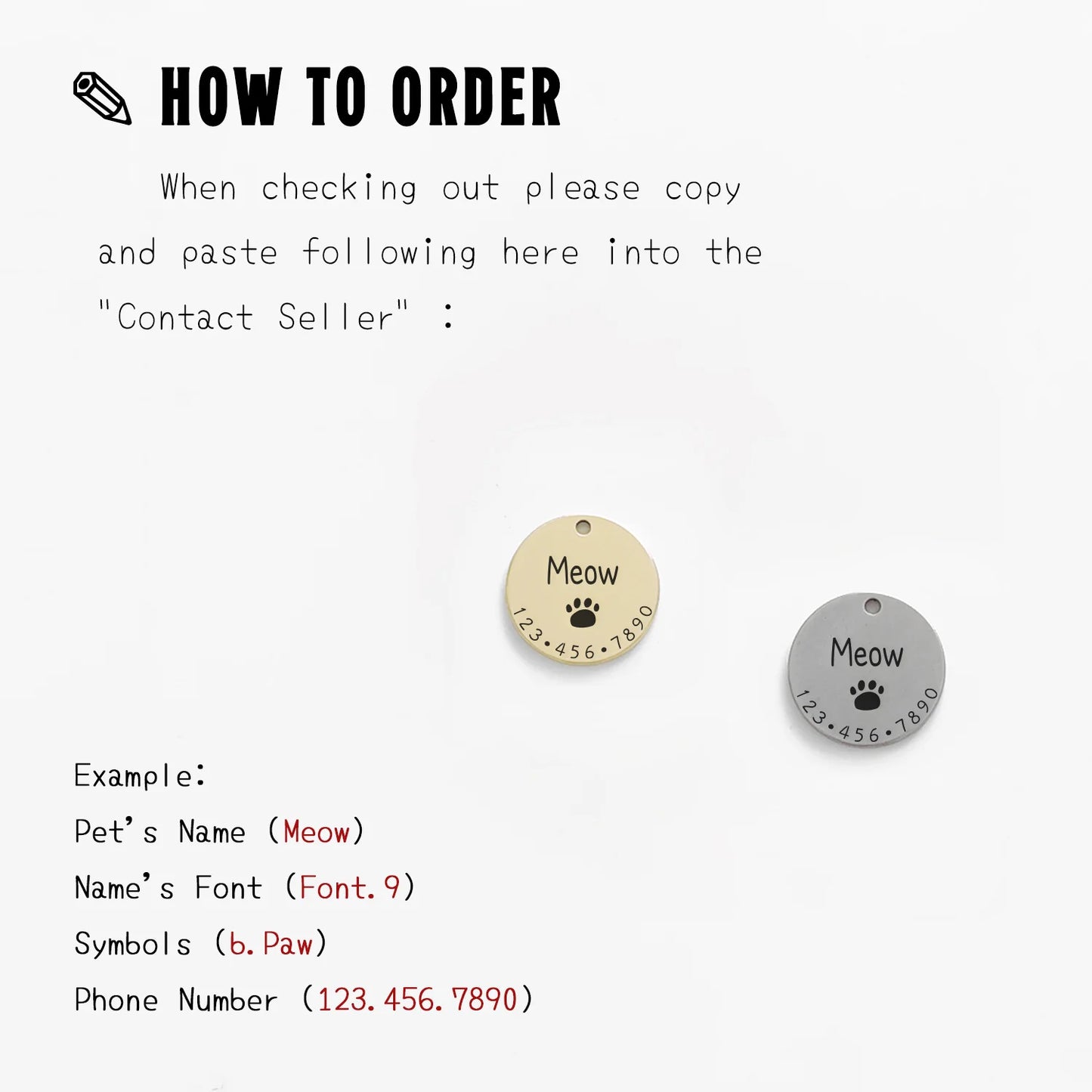 Personalized Pet ID Tag for Dogs and Cats, Custom Engraved Collar Name Tag Charm, Metal Pet Identification Accessories