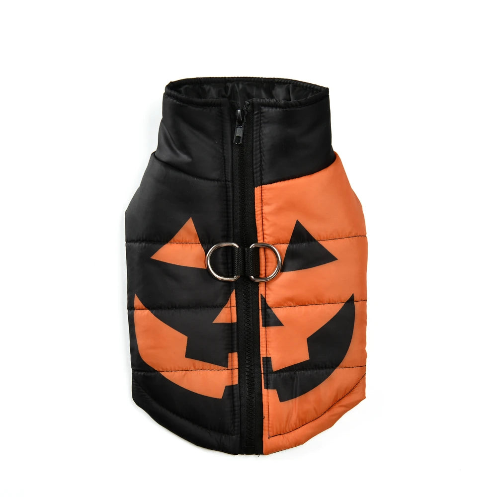 Halloween Dog Clothes Winter Warm Puppy Vest Jacket for Small Dogs and Cats, Outdoor Waterproof Pet Coat Chihuahua Costume Apparel
