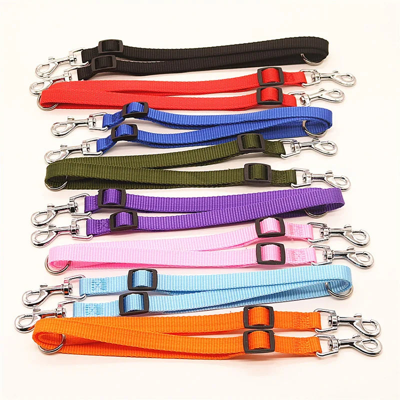 Double Dog Leash Dual Coupler, Adjustable V-Shaped Nylon Lead for Walking Two Dogs, Colorful Two-Way Pet Leash