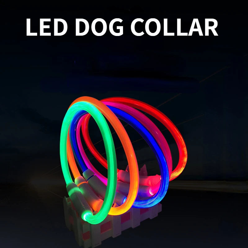 LED Luminous Pet Collar, USB Rechargeable Anti-Lost Collar for Dogs and Cats, Night Safety Pet Accessory