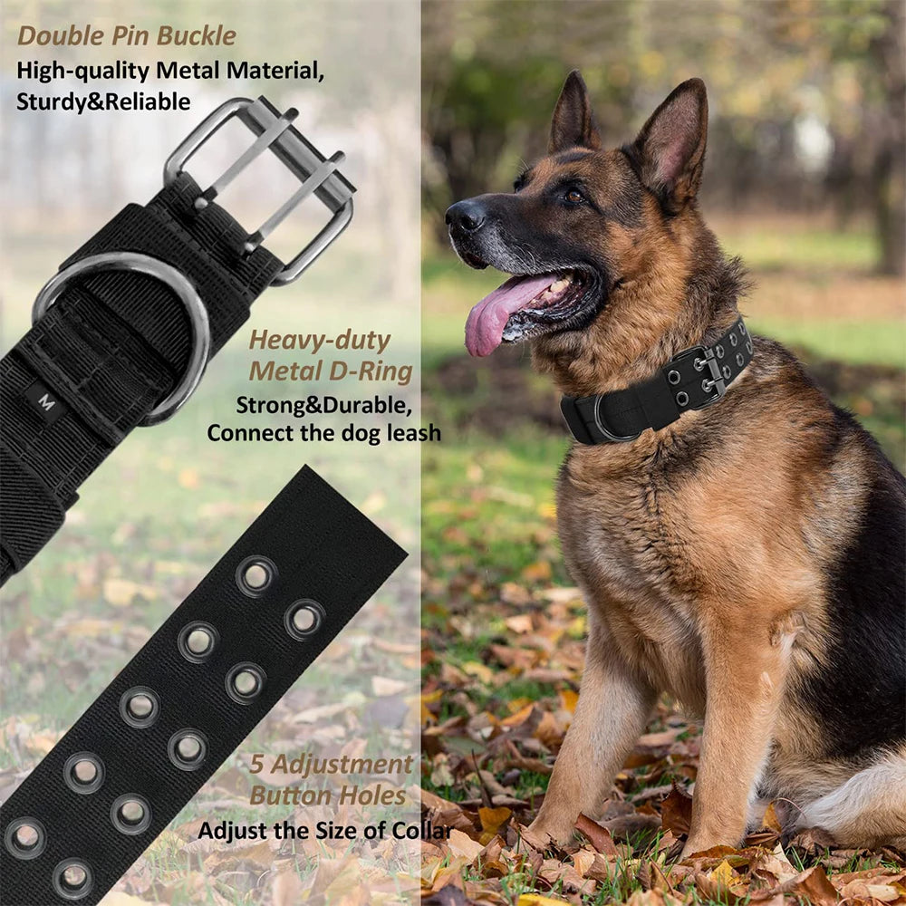 Tactical Dog Collar Durable Nylon Military Collar for Medium and Large Dogs, Adjustable Training and Working Outdoor Pet Collar