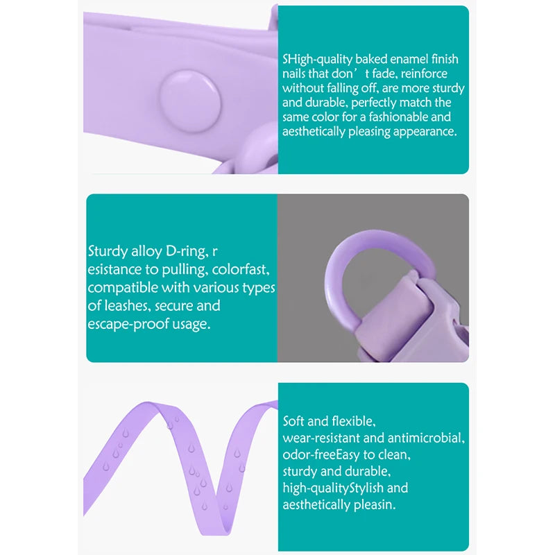 Waterproof PVC Dog Collar, Lightweight Anti-Fouling Pet Collar with Double-Row Rivets for Large Dogs, Durable Outdoor Pet Accessory