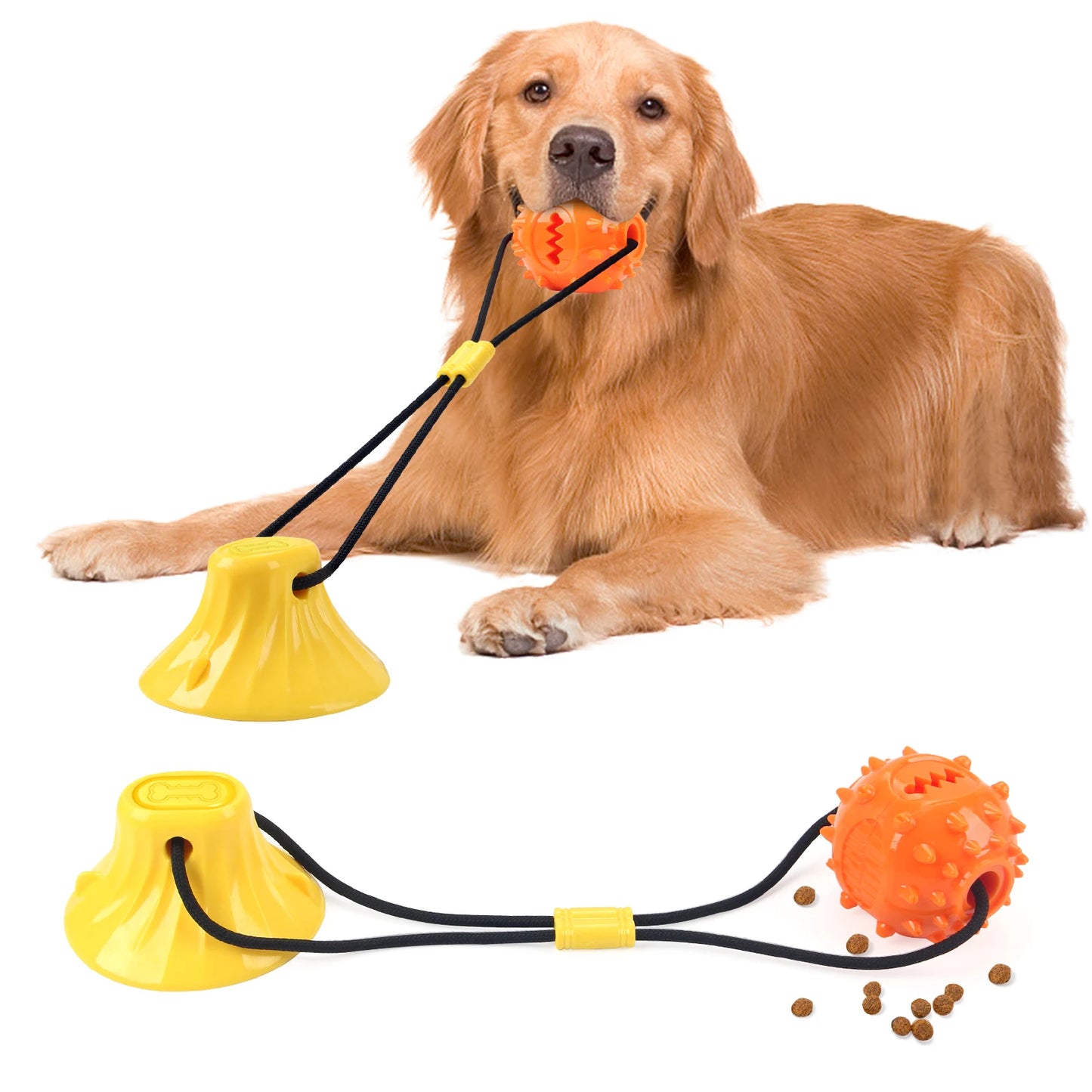 Dog Chew Treat Ball, Food Dispensing Pet Toy for Teeth Cleaning and Grinding, Rubber Treat Feeder for Dogs and Cats