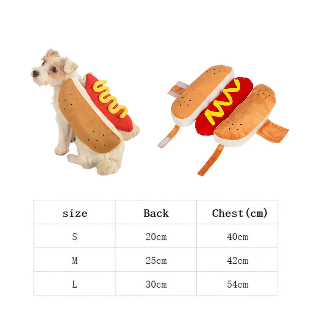 Funny Halloween Dog Costume, Hot Dog Shaped Dachshund Sausage Outfit, Adjustable Pet Clothes and Apparel for Dogs and Cats, Party Costume Suit
