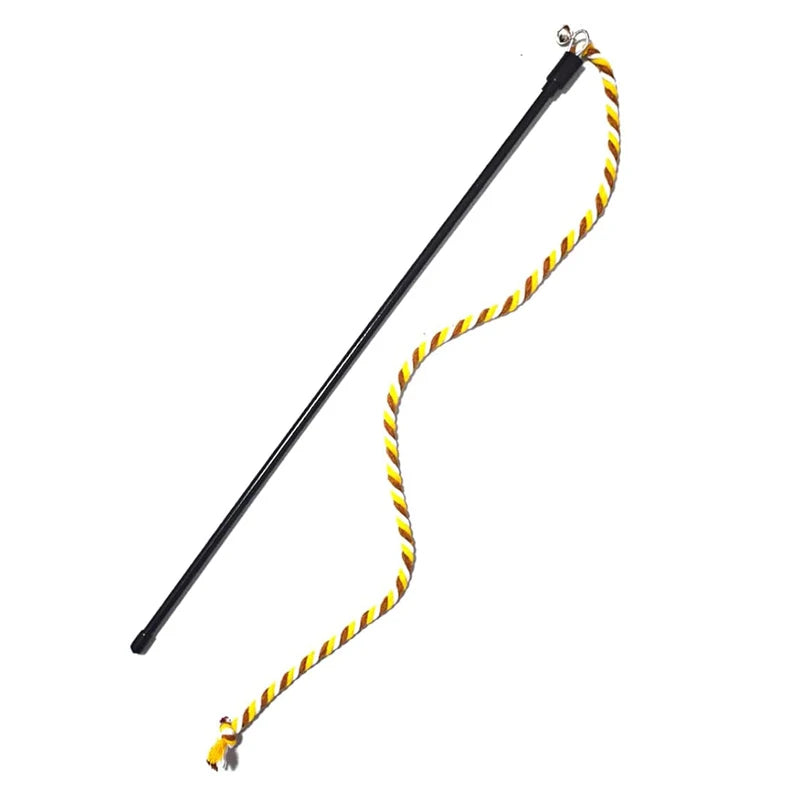 Interactive Cat Teaser Wand Toy with Long Satin Ribbon, Kitten Play Stick for Indoor Exercise and Training