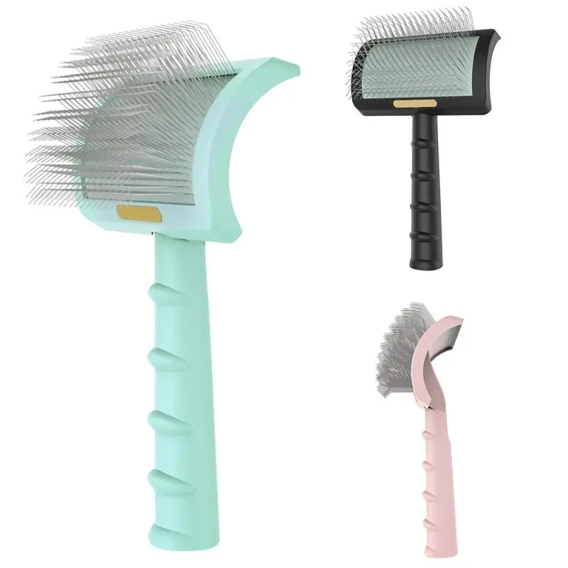 Pet Grooming Slicker Brush for Dogs & Cats, Shedding Hair Removal Needle Comb with Massage and Easy Clean Design