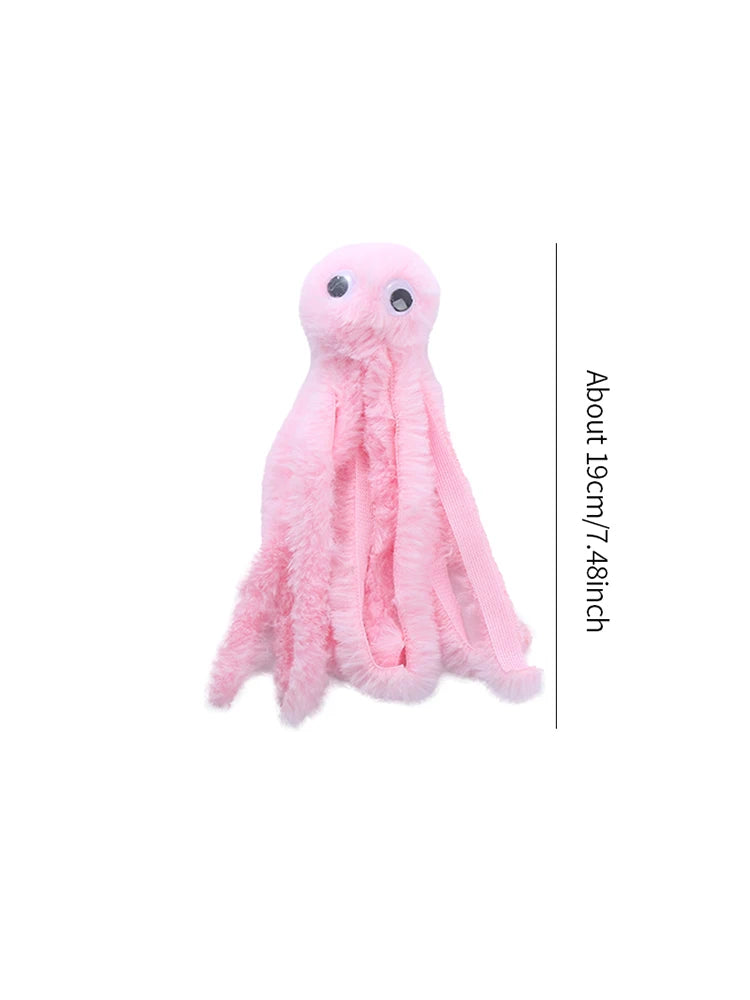 Cute Octopus Plush Cat Toy, Bite Resistant Interactive Pet Toy for Teeth Cleaning and Daily Play, Soft Chew Toy for Cats and Kittens