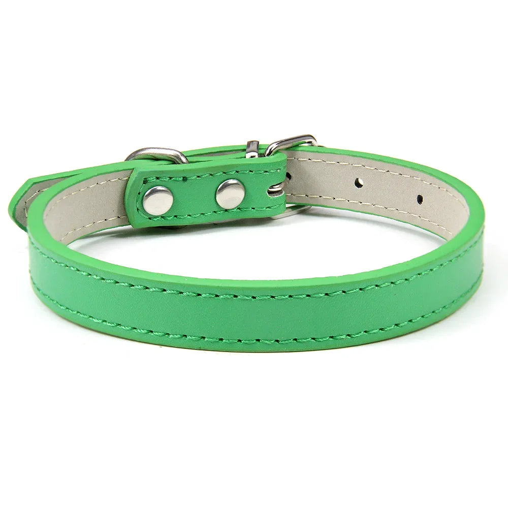 Soft Leather Dog Collar, Adjustable Pet Neck Strap for Small Medium and Large Dogs and Cats