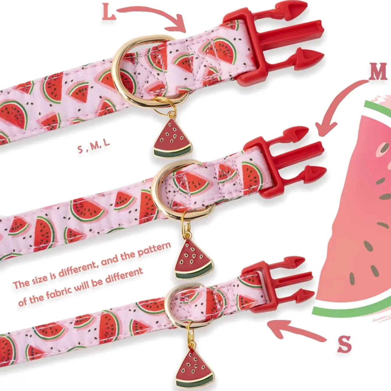 Fruit Pattern Pet Dog Collar with Metal Fruit Pendant, Adjustable Nylon Collar for Small Dogs, Puppies and Cats