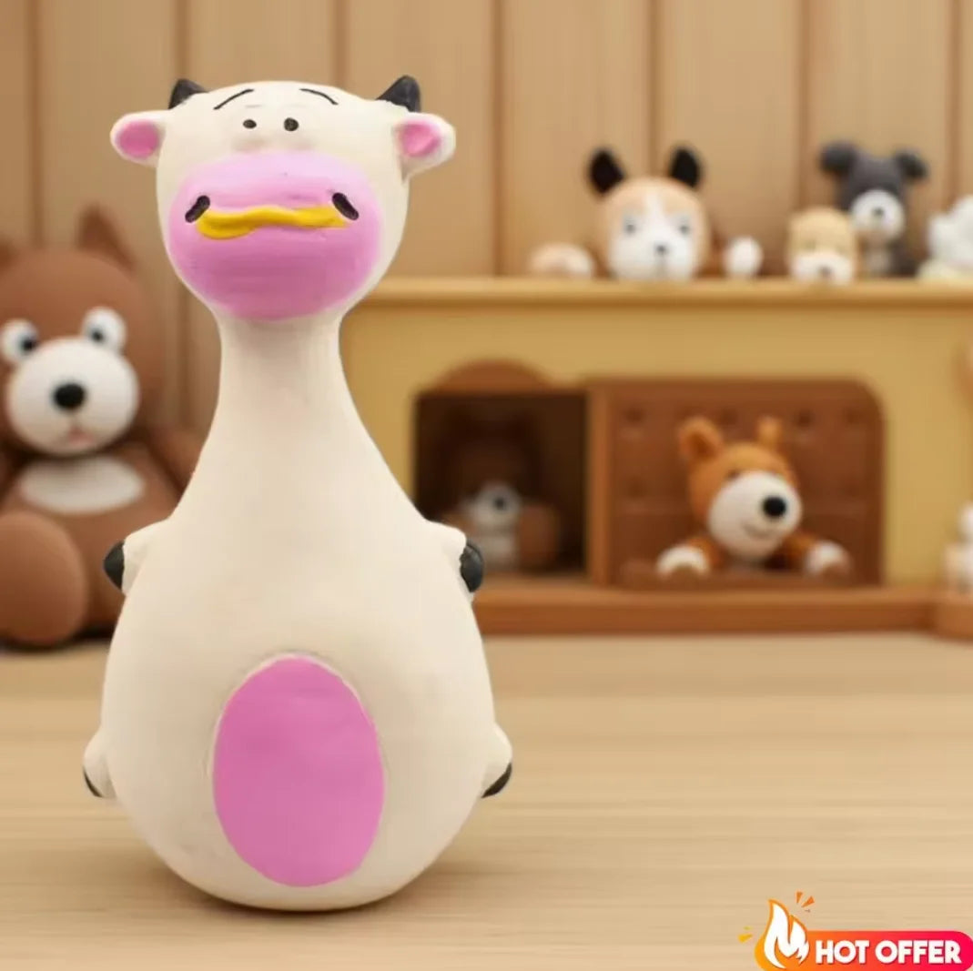 Bite-Resistant Latex Squeaky Dog Toy, Cartoon Fat-Bellied Animal Sound Toy for Puppies and Small Dogs, Durable Chew Pet Toy