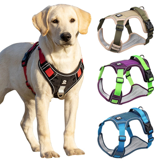 Dog Harness Reflective Tactical Vest, Waterproof 1680D Oxford Cloth Harness for Medium and Large Dogs, Durable Pet Walking Accessory